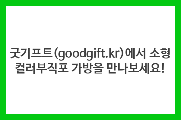 굿기프트(goodgift.kr)에서 소형 컬러부직포 가방을 만나보세요!
