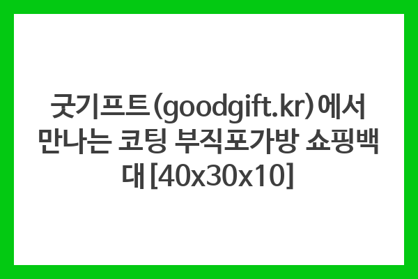 굿기프트(goodgift.kr)에서 만나는 코팅 부직포가방 쇼핑백 대[40x30x10]