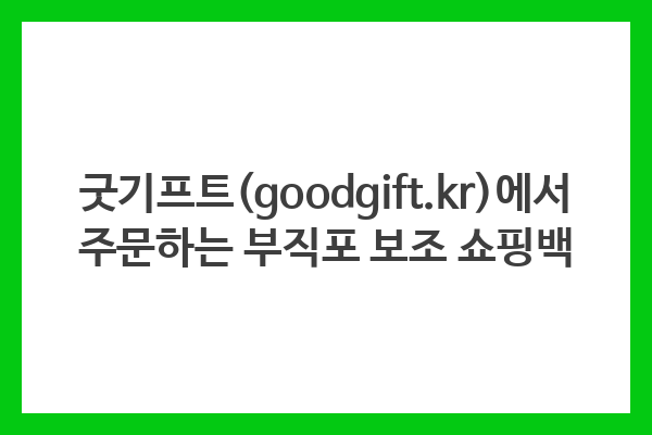 굿기프트(goodgift.kr)에서 주문하는 부직포 보조 쇼핑백