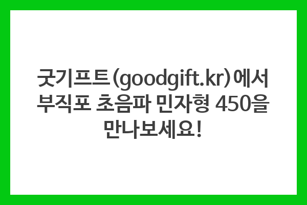 굿기프트(goodgift.kr)에서 부직포 초음파 민자형 450을 만나보세요!