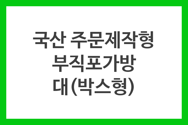 국산 주문제작형 부직포가방 대(박스형) 국산 주문제작형 부직포가방 대(박스형)