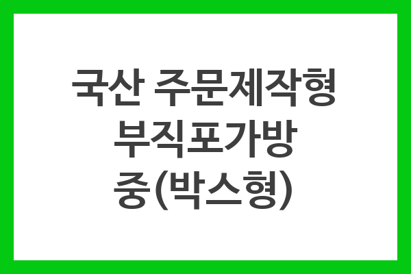 국산 주문제작형 부직포가방 중(박스형) 국산 주문제작형 부직포가방 중(박스형)