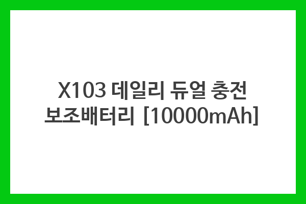 X103 데일리 듀얼 충전 보조배터리 [10000mAh]